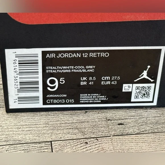 Air Jordan 12 Retro stealth men’s size 9.5 - Picture 2 of 8